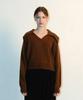 Vleti Wool Calla V-Neck Knit Cardigan (Brown)