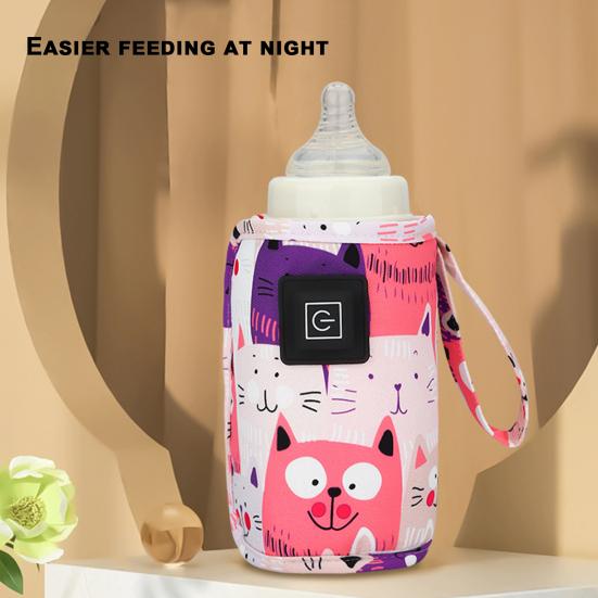 Baby Bottle Warmer Folding Adjustable Cartoon Convenient USB Milk Warm Heat Keeper Household Supplies