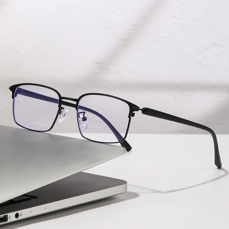 Lunettes de lecture carrées anti-lumière bleue Homme Femme Demi-monture Ultralégères Mode Lunettes presbytes Dioptrie 0 +1.0 1.5 à +4.0