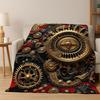 Retro Metal Mechanical Wheel Gear Flannel Blanket Soft Warm Blanket Throw Blanket for Bedroom Living Room Bed Travel Picnic Gift