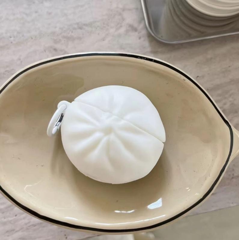 Cartoon Steamed Stuffed Bun Protective Cover For Professional 2 Silicone Charging Box Case With Hanging Hook