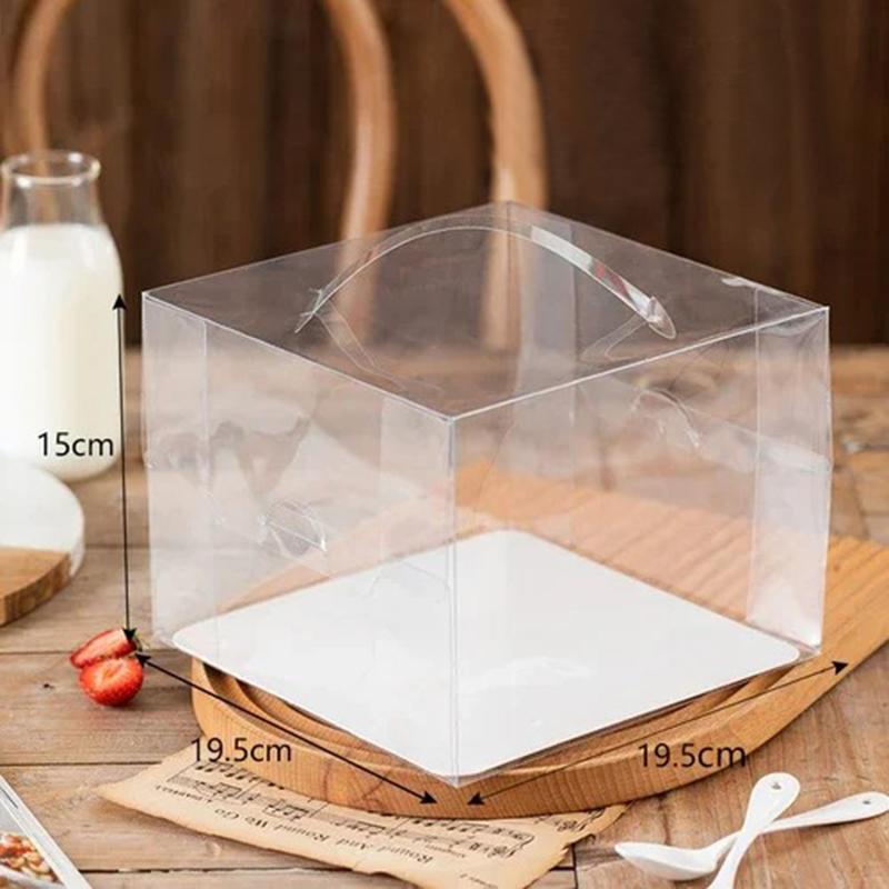 10 Set Small Cake Box 2-inch 3-inch Transparent Square Portable Dessert Boxs Sealed and Visible Birthday Cake Portable Packaging