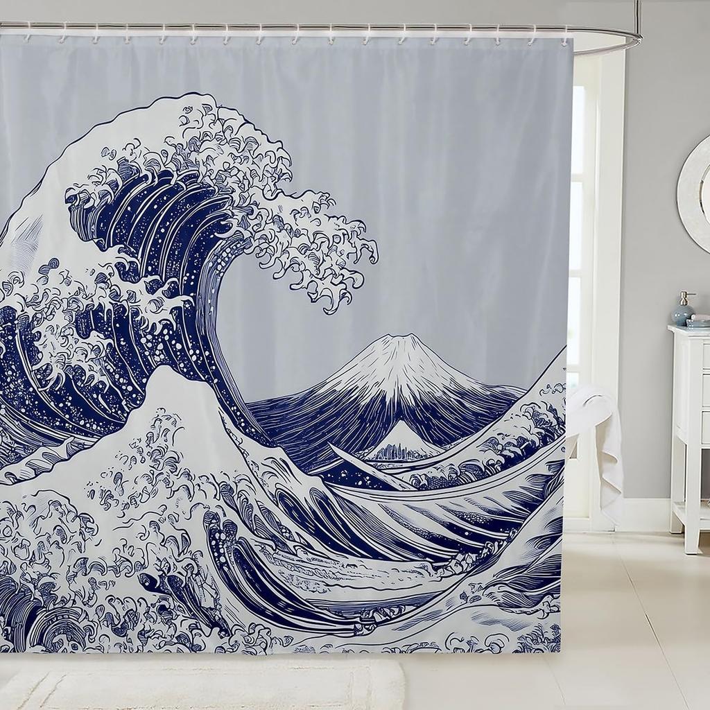 Koi Fish Shower Curtain Japanese Style Bath Curtain For Boys Girls Teens Ocean Marine Bathroom Shower Curtain Set Waterproof
