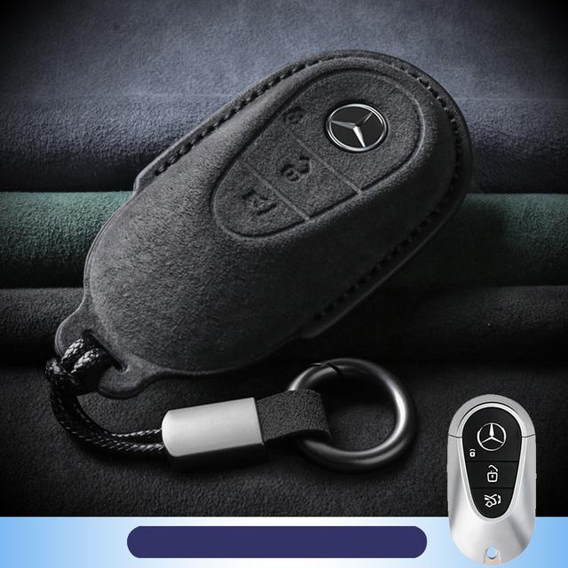 Suede Leather Car Key Case for Mercedes Benz A C E R M Class CLA GLA Key Shell W204 W210 W124 W203 W205 Bag Car Accessories