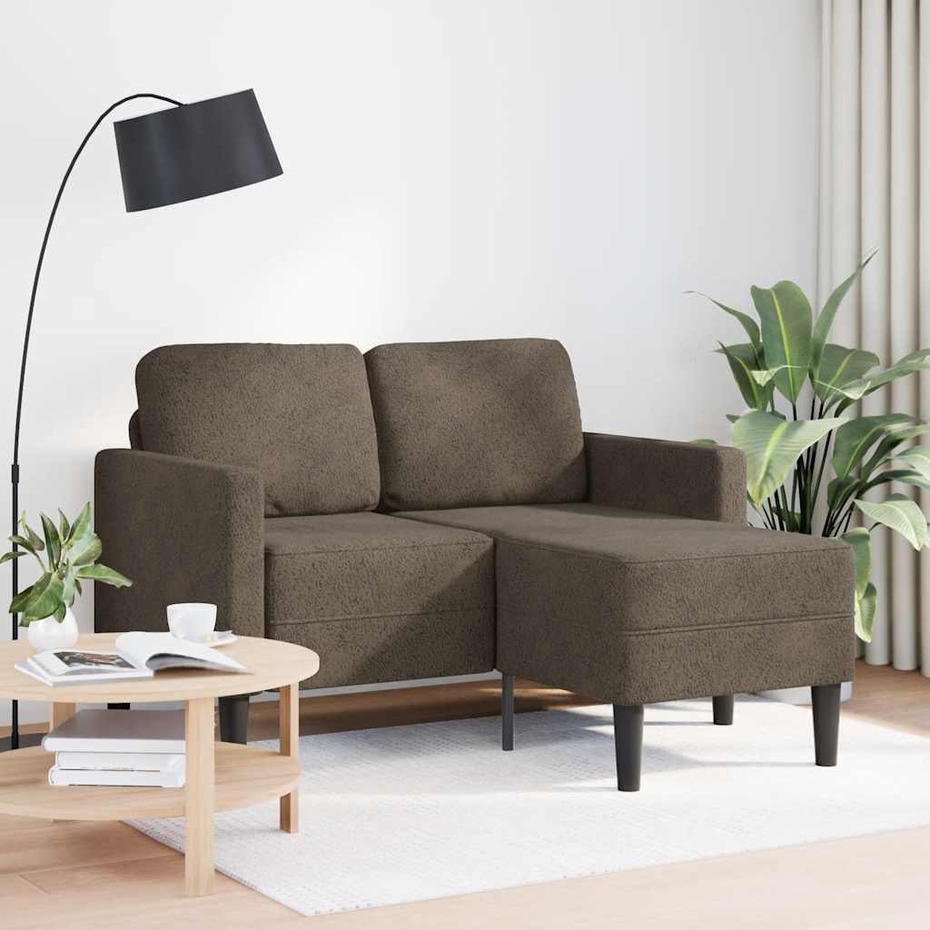 2 Seater Sofa with Chaise Longue L Shaped Dark Grey 125 cm Faux Leather
