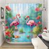 1pc Extra Large Tropical Flamingo Shower Curtain - Jungle Bathroom Decor with Pink Flamingos, Turquoise Pond Easy Maintenance