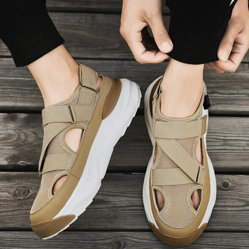 Fashion Designer Men's Sandals Breathable Casual Shoes for Men Outdoor Non Slip Beach Sandals New Male Platform Sandalias