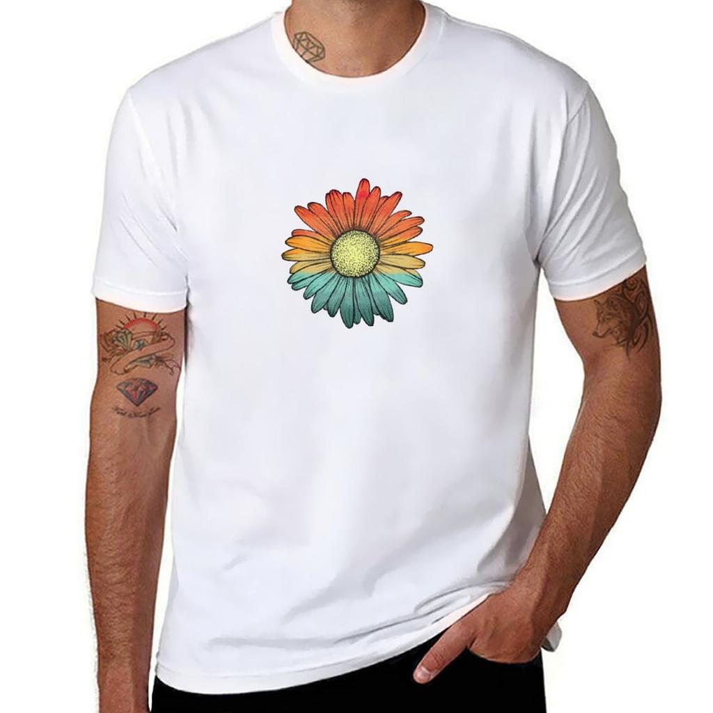 Vintage Sunset Daisy Retro Sunset Daisy Grunge Daisy 90s Vibes Daisy Tshirt Plus Size Basic Cotton Tshirt