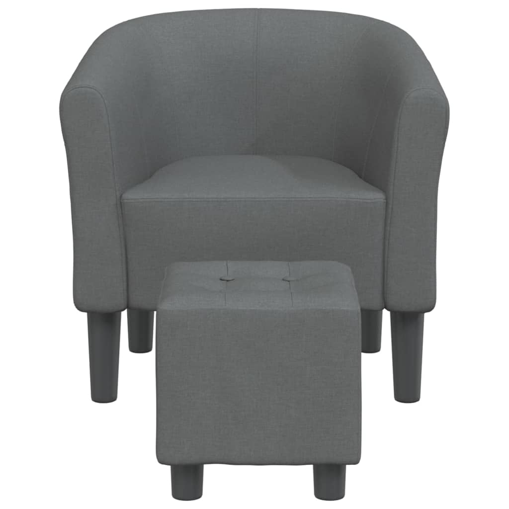 Vidaxl Club Armchair with Footstool, Dark Grey, Fabric Upholstered