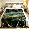 Forest Nature Theme Custom Blanket Personalized Name & Text Customized Soft Warm Throw Blanket Home Decor