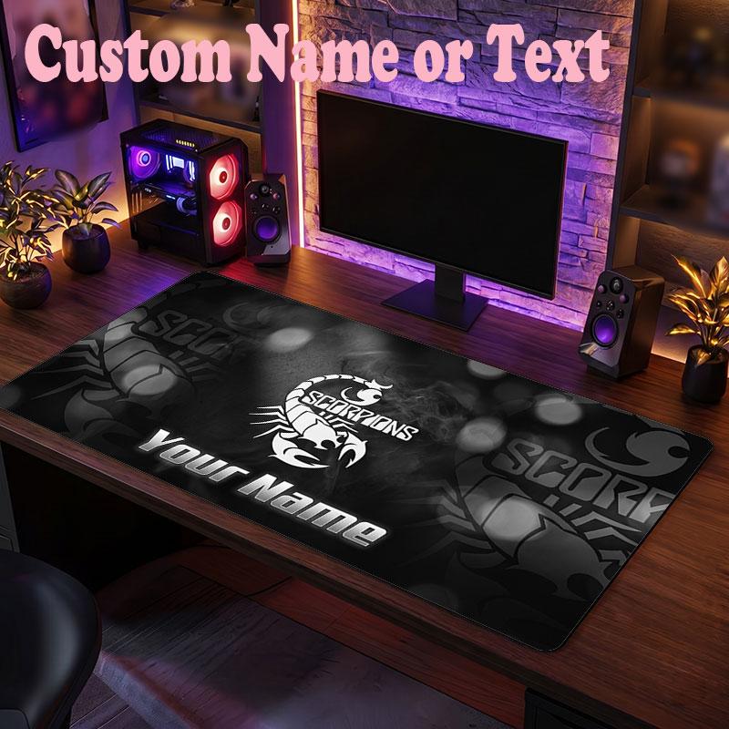 Scorpions Customized Name Text Mouse Pad, Large Desk Mouse Mat Personalized Home Office Present