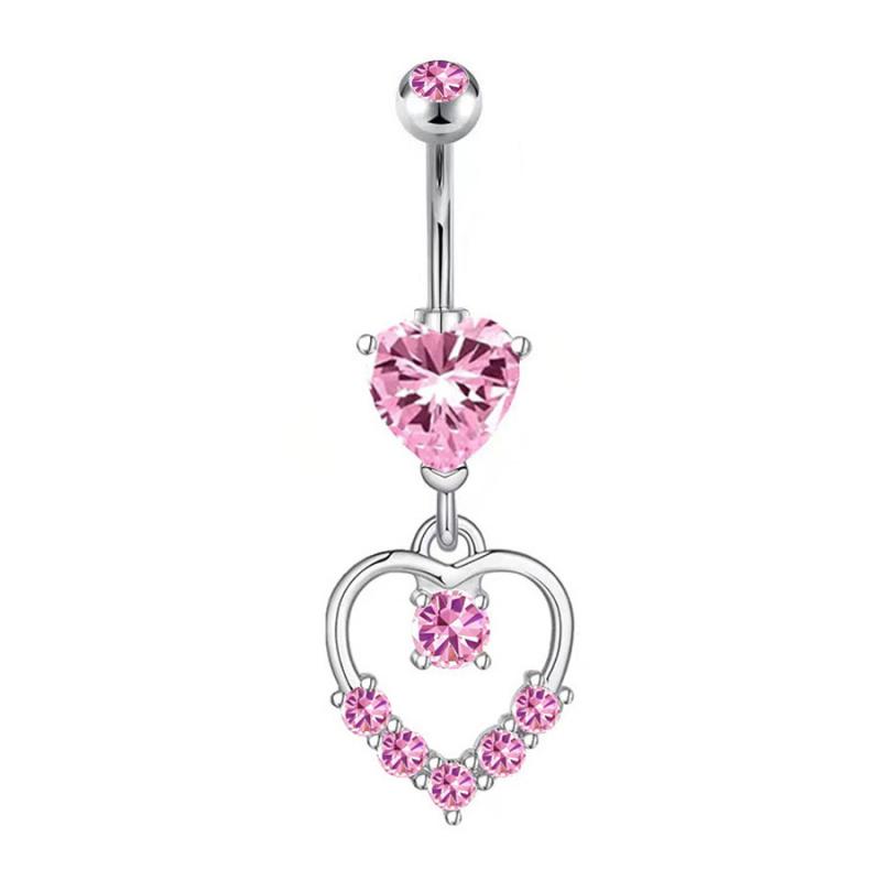 1PCS Zircon Flower Belly Button Ring Drop Chain 14G G23 Titanium Curved Barbell Navel Piercing Women Girls Sexy Jewelry