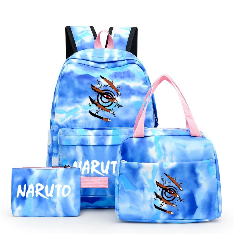 3 Stuks/set Anime Naruto Rugzak Terug Naar Schooltas met Lunchtas voor Tiener Meisje Jongen Student Boekentas Mannen Vrouwen Vrije Tijd Reistas