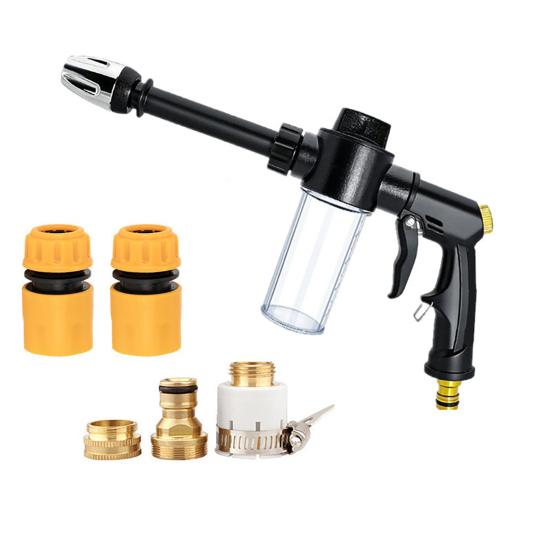 Garden Hose Nozzle with Foam Cannon, 3 Spray Modes, High-Pressure Hose Nozzle, Heavy Duty Booster Nozzle for Car Washing Outdoor Cleaning