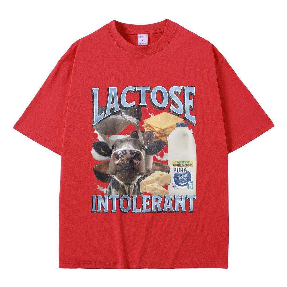 Lactose Intolerant Graphic T-shirt Male Fashion High Quality Cotton T Shirts Men Women's Casual Oversized Short Sleeve Tshirt