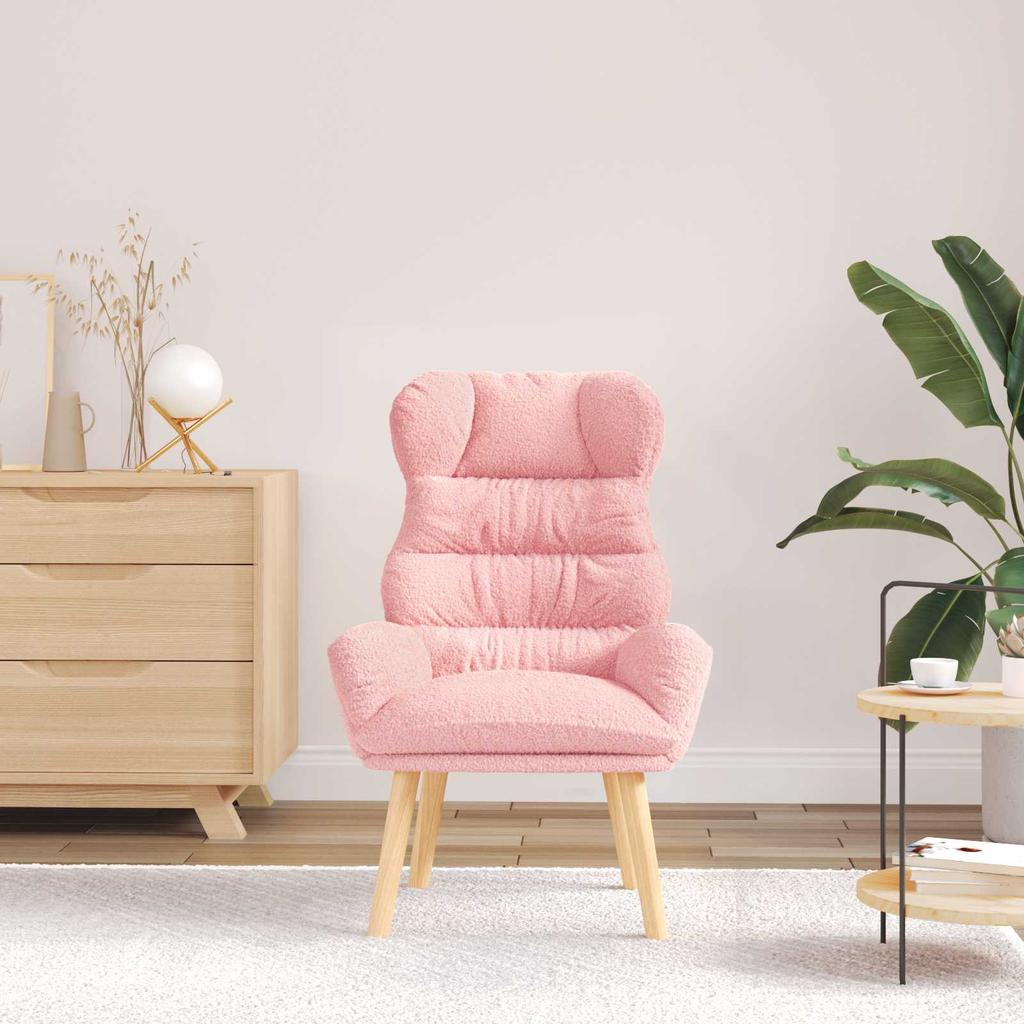 Pink Armchair 69 X 74 X 93 Cm Sherpa Fabric