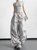 Women's Gray Wide-Leg Pants: 2026 Spring-Summer Casual, Loose, Slimming, Versatile Outdoor Work Pants
