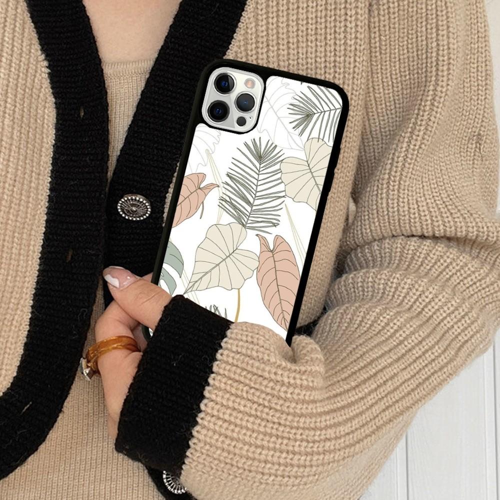 Palmenblätter Handyhülle Silikon PC+TPU Für Für iPhone 11 12 13 14 15 16 Plus Pro Max Hülle