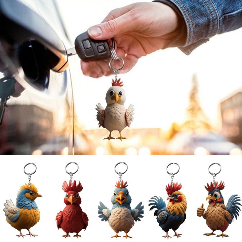 Kreslený Vánoční Kuřecí Klíčenka Kroužek na Klíče Přívěsek Akrylový Auto Batoh Příslušenství Dárek k Narozeninám