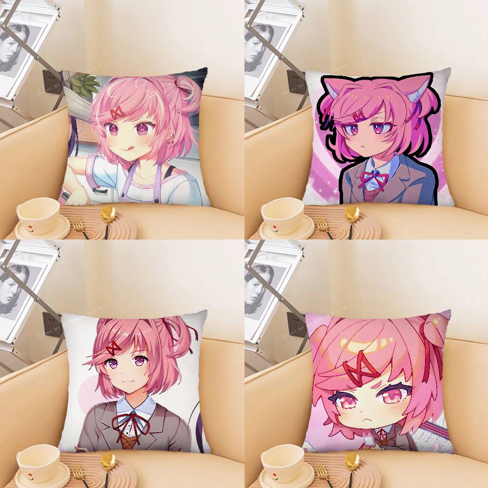Housse de coussin personnage de dessin animé Natsuki Carré mode Housse de coussin Chambre Canapé Salon Décoration Ins Loisirs