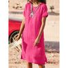 Polyester Solid Color Basic Short Sleeve A Line Dress For Office Women