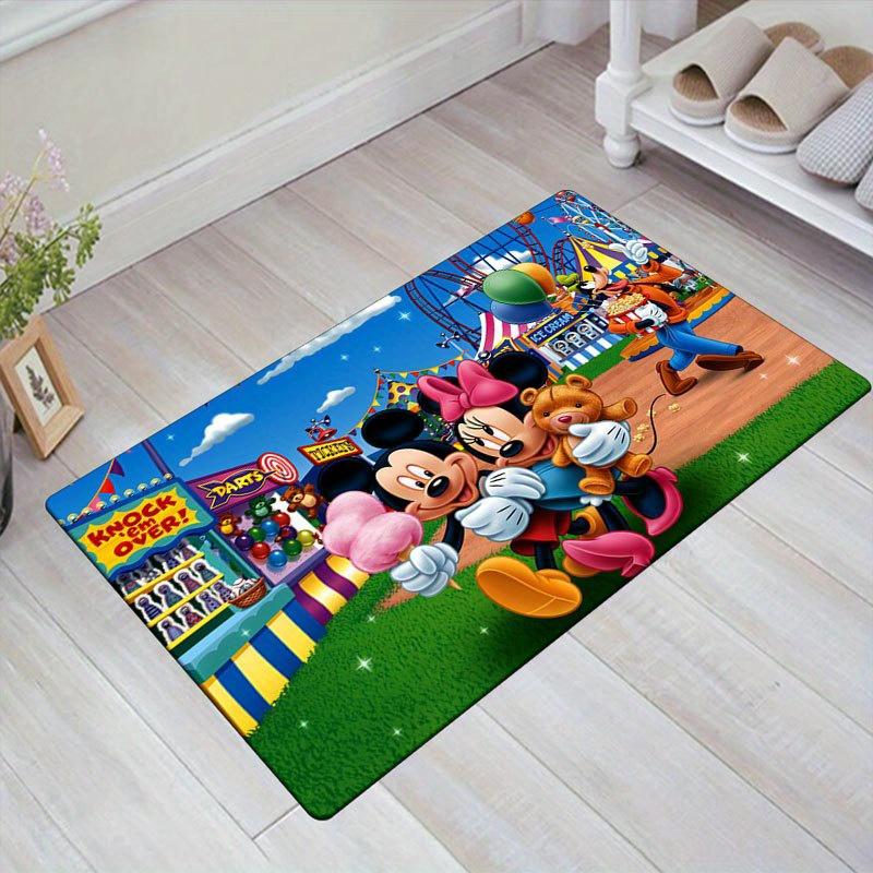 1pc Disney Mickey Mouse and Minnie Pattern Carpet Area Rug Non Slip Carpet Hand Washable Floor Mat Suitable For Living Room Bedroom Home Decor
