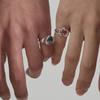 PICOMENT #006 Herz Quadrat Zirkonia Ring _ Rosa