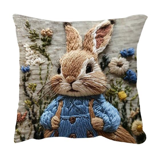 Cushion Cover Embroidered Animal Print Hidden Zipper Replaceable Design Sofa Pillowcase Home Living Room Bedroom Office