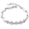Bracciale regolabile con catena a maglie placcata in argento sterling tempestato di cristalli austriaci per donne e ragazze alla moda