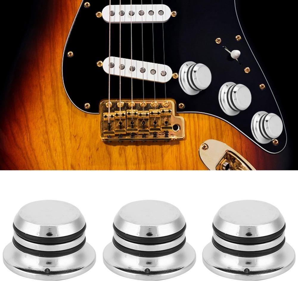 3PCS Silver Color Volume Control Knobs Metal Bass Knobs Premium Guitar Knobs For Electric Guitar