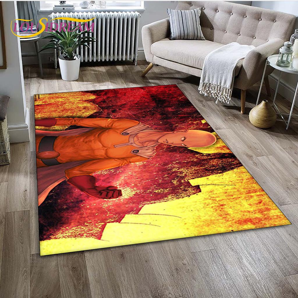 Tapis de sol antidérapant 3D motif dessin animé One Punch Man pour salon, chambre à coucher, canapé, décoration