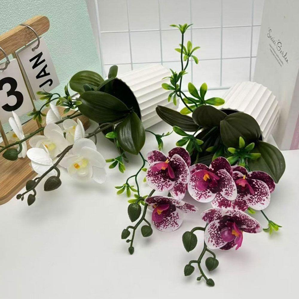 Plastic Butterfly Orchid Artificial Flower Fake Plant Flower Potted Home Office Decoration