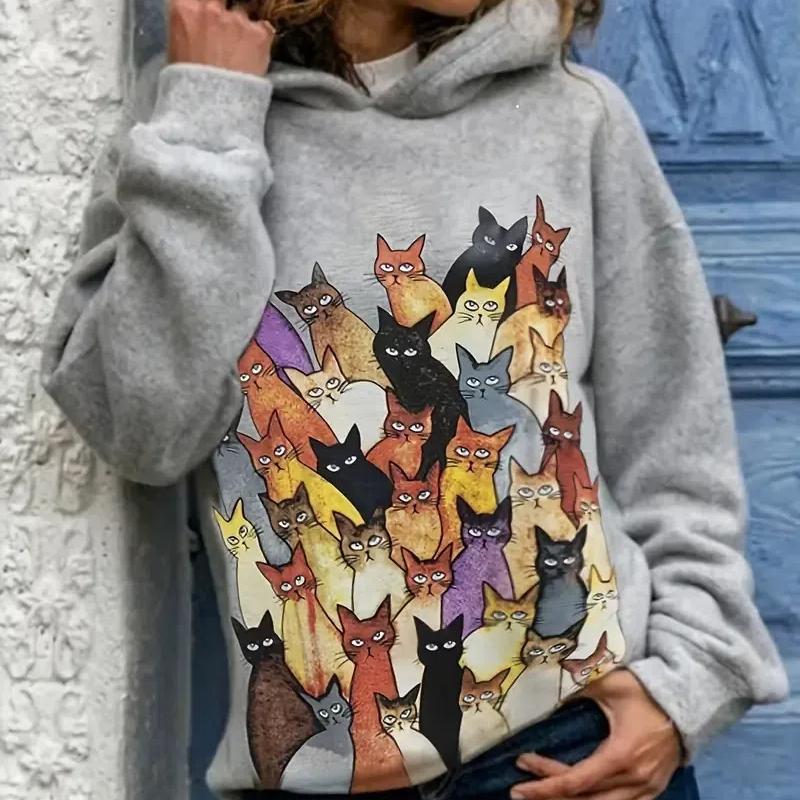 Autumn Funny Cat 3D Print Hoodies Men Women Fashion Animal Casual Sweatshirts Oversized Hoodie Pullovers Tracksuit Clothing
