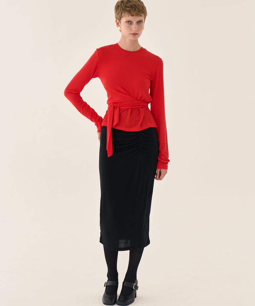 Grida J Wool Shirred Jersey Pencil Skirt _ Black