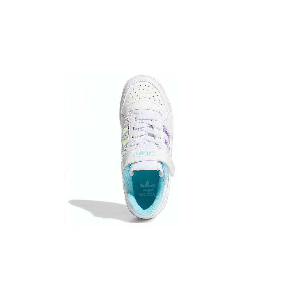 adidas Originals FORUM Iridescent Low Top Skateboard Shoes White Blue Children Aged 3 7 Years Old GZ8846