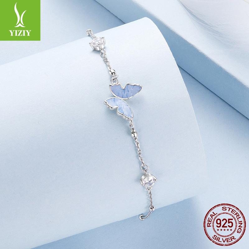 Blått Oljedråpe Sommerfugl Armbånd Dame Grenseoverskridende Enkelt Mori S925 Sterlingsølv Armbånd Smykker