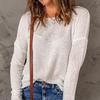 TIFICY Women's Fashion Casual Fall Winter Solid Color Print Long Sleeve O-Neck Sweaters
