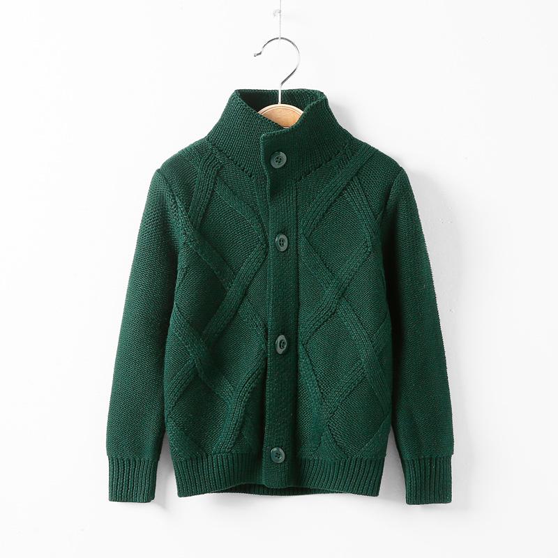 Children's High Neck Wool Cardigan - Warm Knitted Sweater for Autumn/Winter, Sizes 2-11 Years