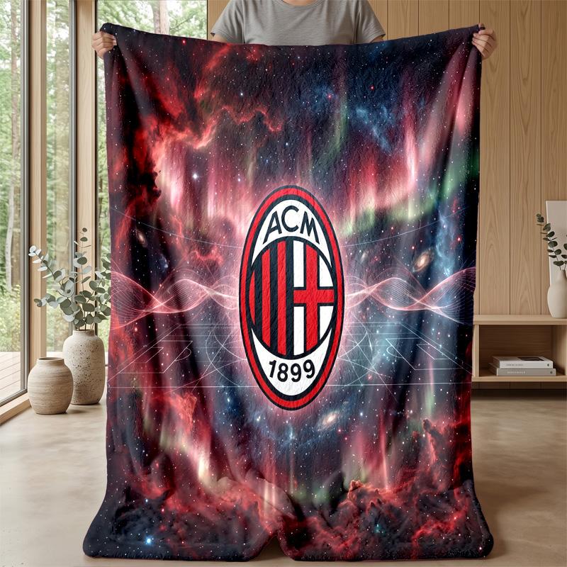 AC Milan Theme Blanket Soft Flannel Blanket Plush Throw Blanket Cozy Sofa Bed Blanket for Home Decor