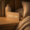 SoundActivated LED Clock 3 Brightness Levels Wooden Digital Alarm Memory Function Tabletop