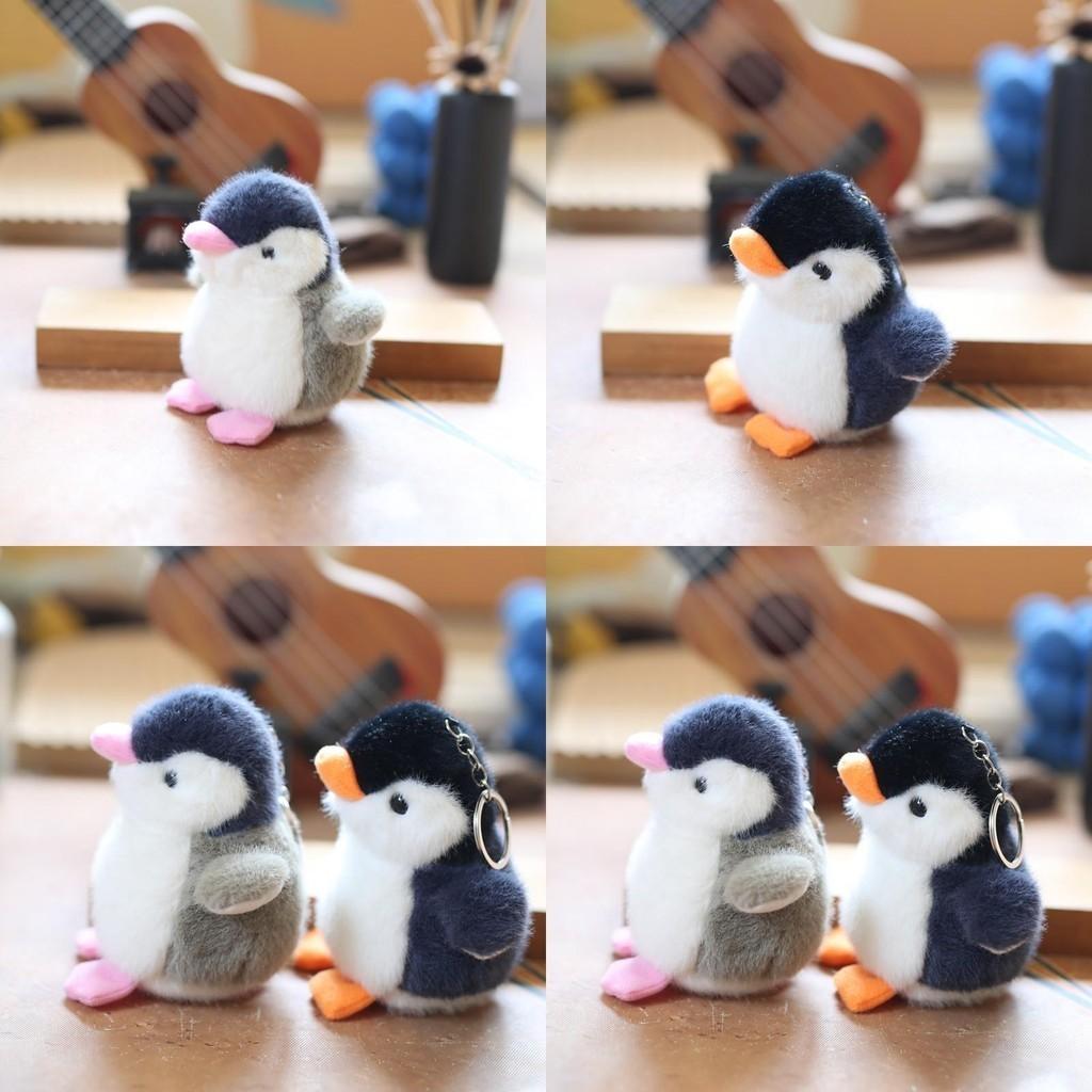 Cute Cartoon Penguin Plush Keychain Soft Grey Black Animal Doll Charms