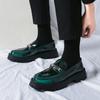 Fashion Spring Lacquer Leather Casual Shoes for Men Chain Loafers Men Shoes Slip-on High Quality Thick Bottom Oxford Shoes Wedding Shoes