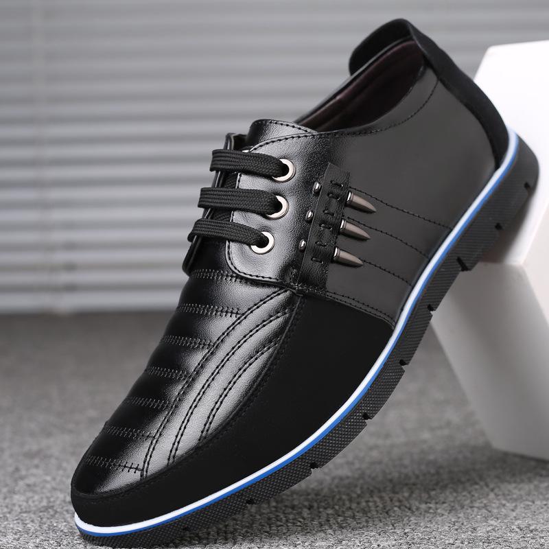 Men Genuine Leather Shoes High Quality Elastic Band Fashion Design Solid Tenacity Comfortable Men's Shoes Big Sizes