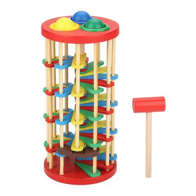Colorful Wooden Knock Ball Ladder Toy Intelligence Development Kids Children Preschool Gift