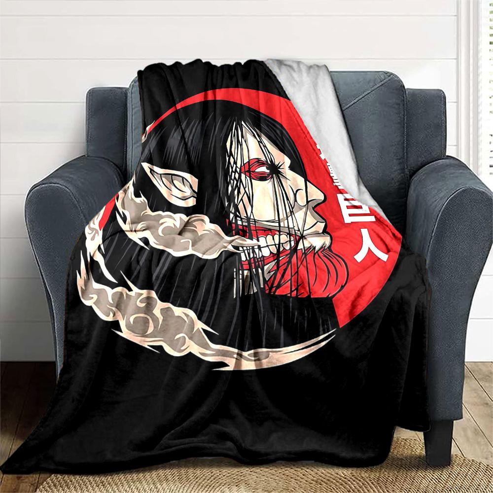 1 vnt. „Attack Titan“ minkštas flanelinis visų sezonų pledas namams, biurui, lauko naudojimui. Patvarus komfortas. Minkštas šiltas pledas namams