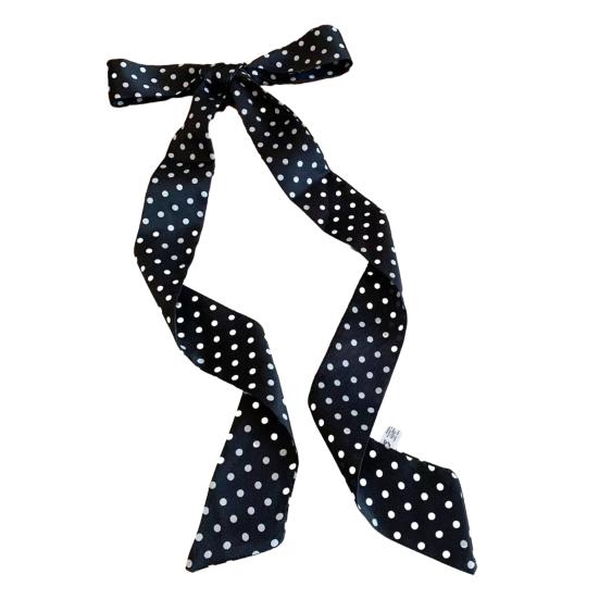 Foulard en Soie Imprimé à Pois Style Vintage Tissu Doux Foulard de Cou Étroit Rayé Léger Respirant Foulard Accessoire Polyvalent pour le Cou