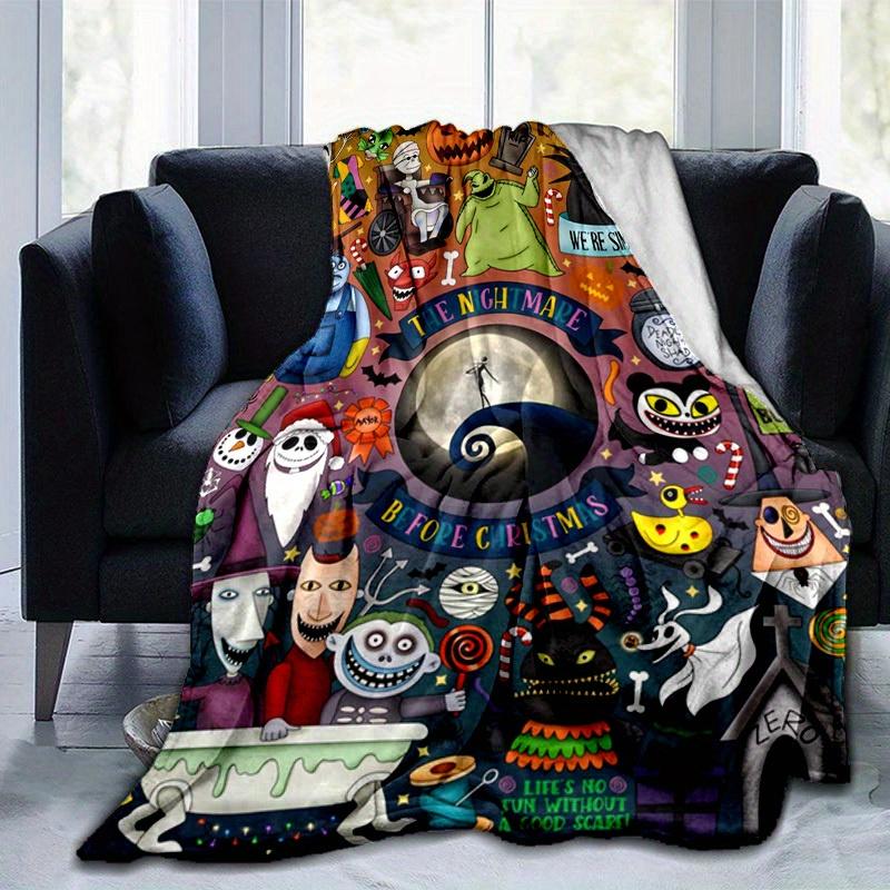 1pc. Halloween Themed Nightmare Before Christmas Cartoon Blanket, Seasonal Home Decor, Cozy Throw for All Seasons, Unique Gift Idea for Fans