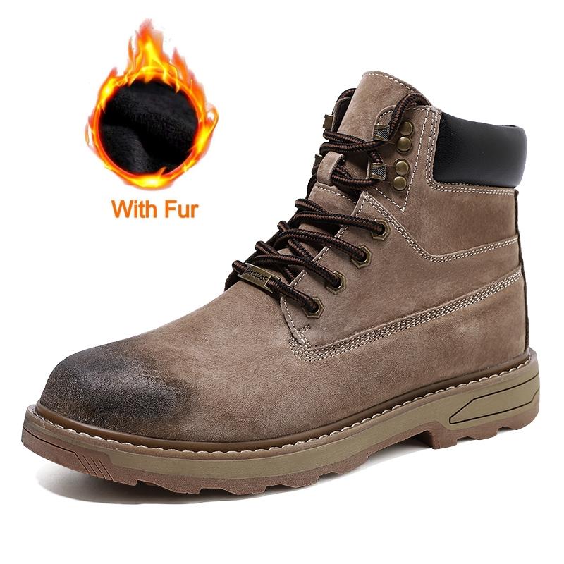 British Style Outdoor Boots Men 2024 New Genuine Leather Ankle Boots High Top Lace-up Leather Shoes Fashion Work Antiskid Boots