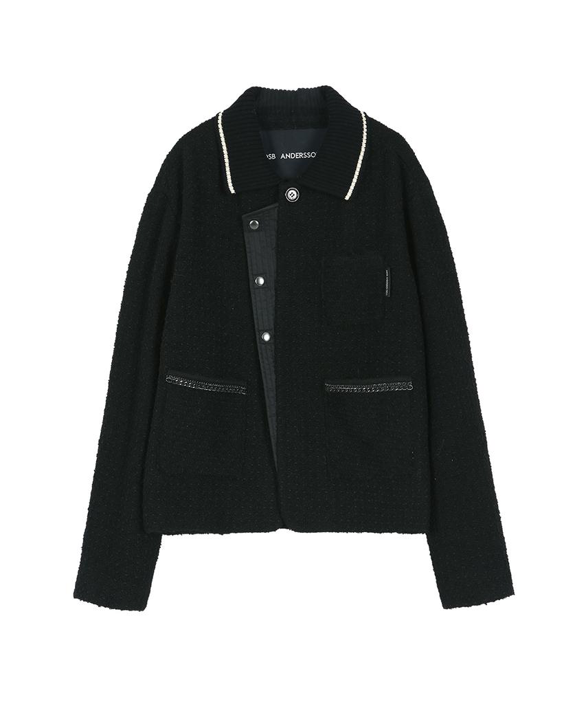 Adsb Andersson Bell Knit Collar Tweed Cardigan (Black)