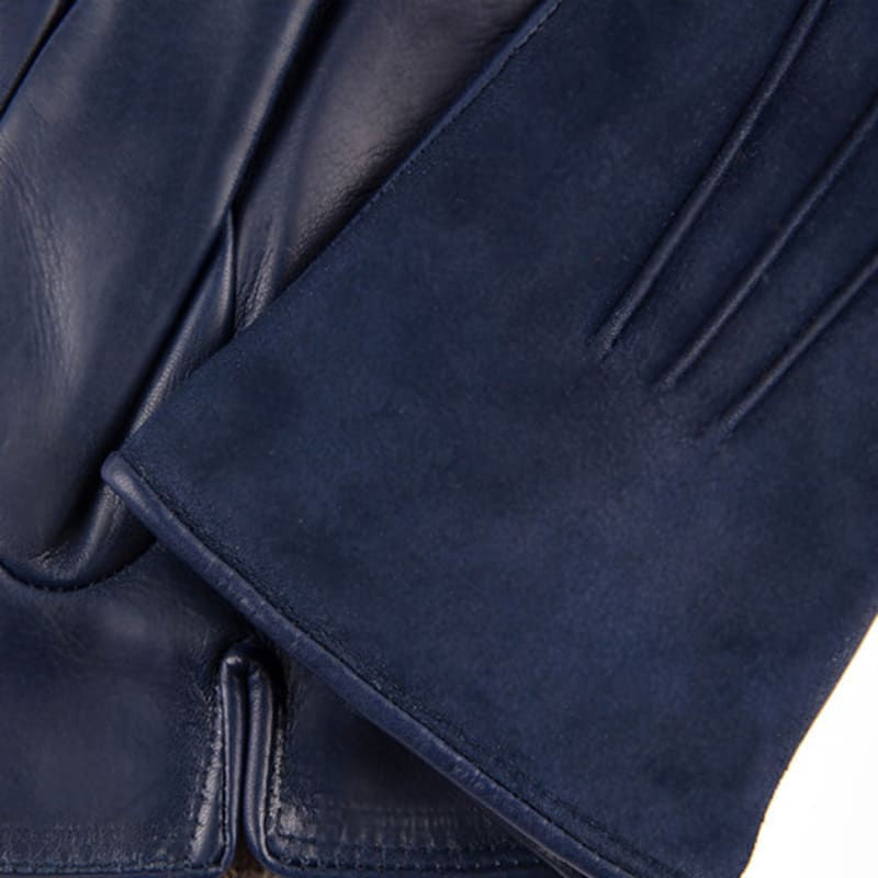 MANI CALDE Suede Leather Gloves For Women_Navy